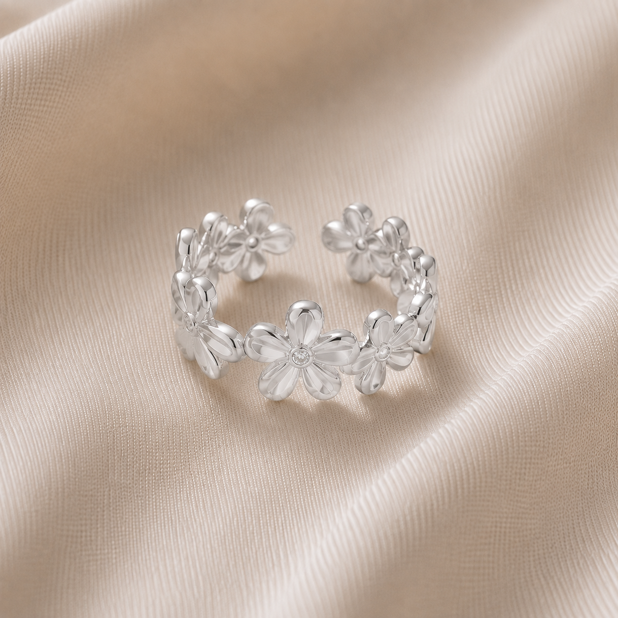 Flower connected ring | stainless steel PRE ORDER