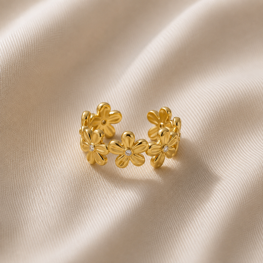 Flower connected ring | stainless steel PRE ORDER